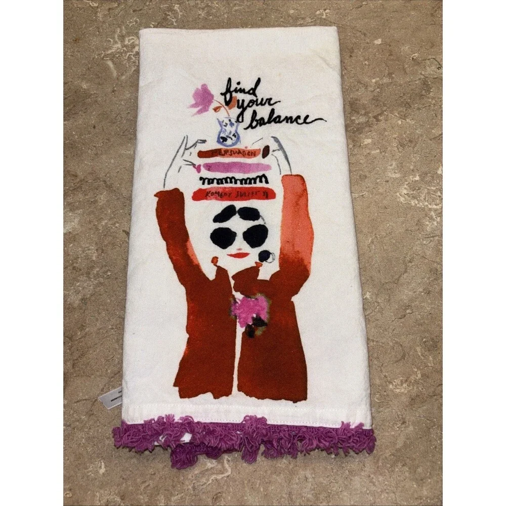 Anthropologie DishTowel Tea Towel Cotton Erisha Kitchen Cotton Find Your Balance